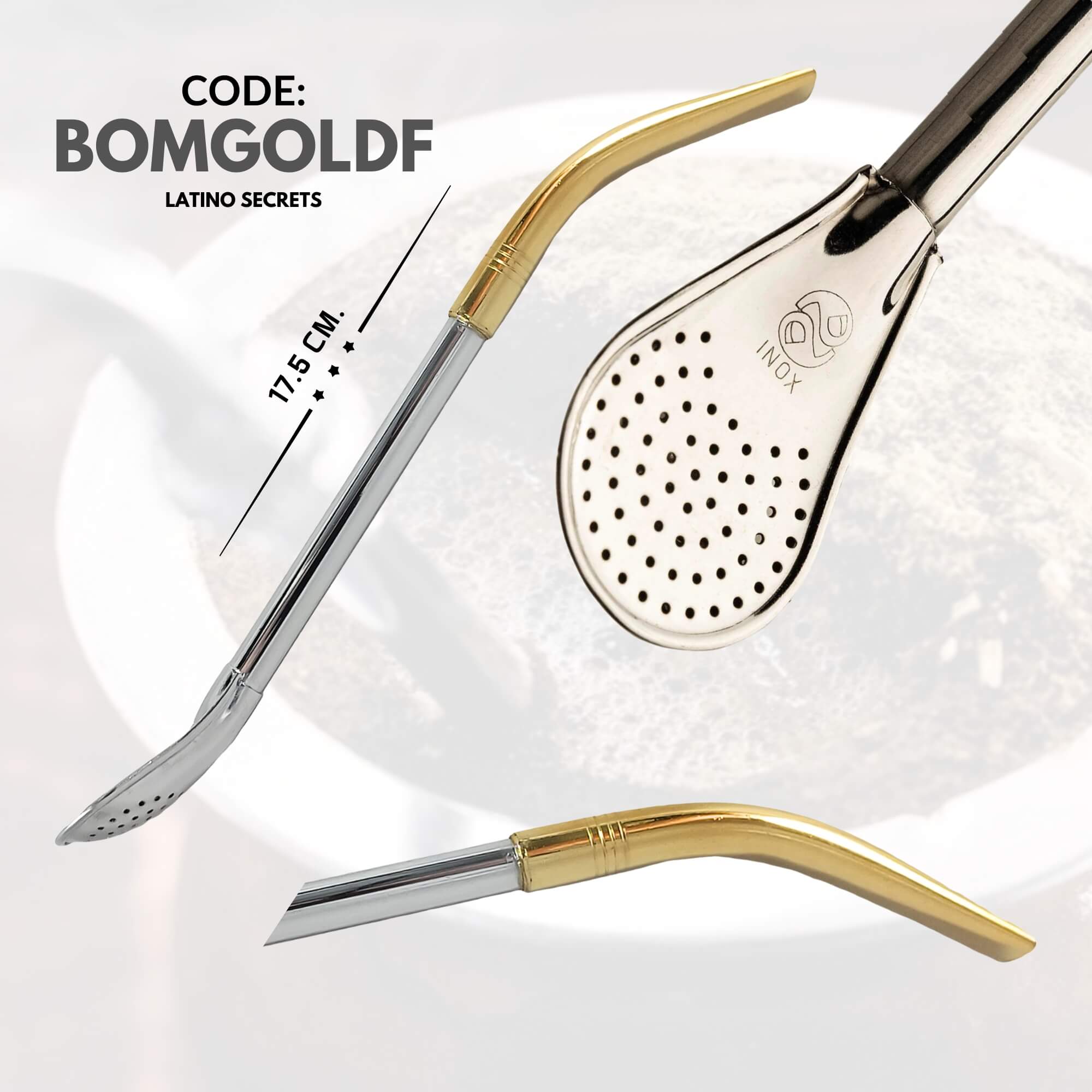 Variant BOM2GR 20260629 154631 0002 หลอดชามาเตพรีเมียม Bombilla - Pico de Loro Golden Tip - Image 2